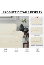 Load image into Gallery viewer, Easy-Going 2 Pieces Fleece Stretch Chair Sofa Slipcover Washable Sofa Couch Cover, Spandex Soft Fitted Furniture Protector, Kids, Pet, Dog (Chair, Ivory)