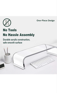 Acrylic Computer PC Laptop Monitor Stands Riser Clear 15” Desk Space Saving Stand Organizer Anti Cat Keyboard Protector Compatible with HP Acer LG Apple 13inch 14inch Laptops TVs & other Electronics