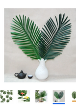 Load image into Gallery viewer, Limei 12 Pack Palm Artificial Plants Leaves Decorations Faux medium Tropical Palm Leaves Imitation Ferns Artificial Plants Leaf for Home Kitchen Party Flowers Arrangement Wedding Decorations (Green) 16&quot;