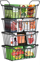 Load image into Gallery viewer, Freezer Organizer Bins - 4 Pack Small Stackable Deep Freezer Organizer Bins for 7 Cu.Ft Freezers Easy Get Bottom Foods without Digging, Chest Freezer Organizer Prevent Frozen Food Waste, Black
