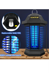 GOOTOP Bug Zapper Outdoor, Mosquito Zapper, Electric Fly Zapper, Mosquito Killer, Fly Traps, 3 Prong Plug, Flying Insects Zapper Indoor Outdoor 90-130V, 4200V, ABS Plastic Outer (Black)