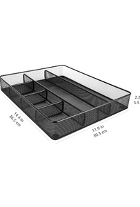 Desk drawer organizer for office and home, metal mesh 6 compartment.