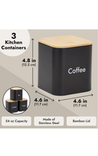 Load image into Gallery viewer, Juvale Coffee Tea Sugar Container Set - Black Iron Kitchen Canister Set with Bamboo Lids (3 Pieces, 48 oz)
