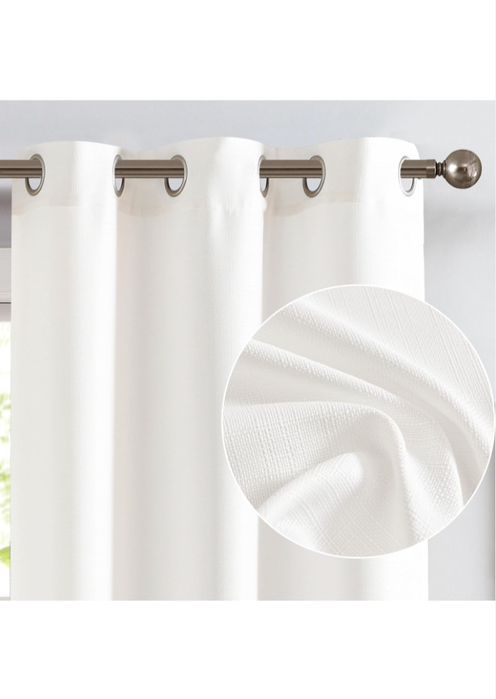 White Curtains Linen Textured Curtains 84 Inch Length 2 Panels for Living Room Christmas Curtains Light Filtering Sheer Drapes Grommet Top Window Treatments, W38 x L84, White