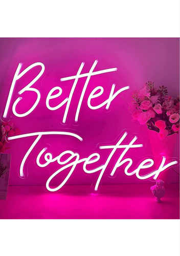 Better Together Neon Sign Led Modeling Light Luminous Letters Signboard Acrylic Panel Neon Decorative Light, 60x27cm+45x22cm,Pink Decoration(Color:Pink