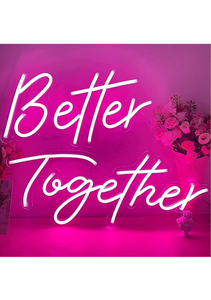 Better Together Neon Sign Led Modeling Light Luminous Letters Signboard Acrylic Panel Neon Decorative Light, 60x27cm+45x22cm,Pink Decoration(Color:Pink