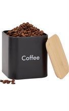 Load image into Gallery viewer, Juvale Coffee Tea Sugar Container Set - Black Iron Kitchen Canister Set with Bamboo Lids (3 Pieces, 48 oz)