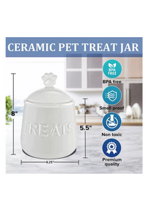 Pet Snack or Treats Jar - Ceramic Treats Jar with Airtight Lid.