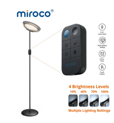 LED Torchiere Floor Lamp, 2-in-1 LED Floor Light with Adjustable Reading Lamp.