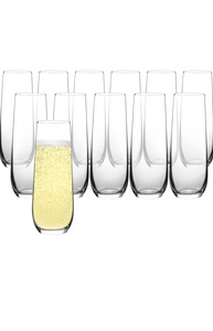 FAWLES Stemless Champagne Flutes Crystal Glass, 8 oz Champagne Glasses.