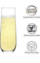 Load image into Gallery viewer, FAWLES Stemless Champagne Flutes Crystal Glass, 8 oz Champagne Glasses.