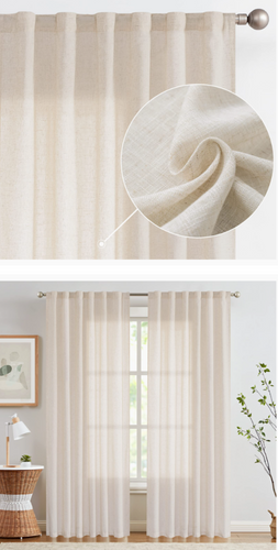 Linen Beige Curtains 108 Inch Long.