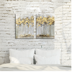 Abstract Forest Canvas Picture Artwork: Golden Autumn Tree Wall Art Printed on Canvas for Bedroom.